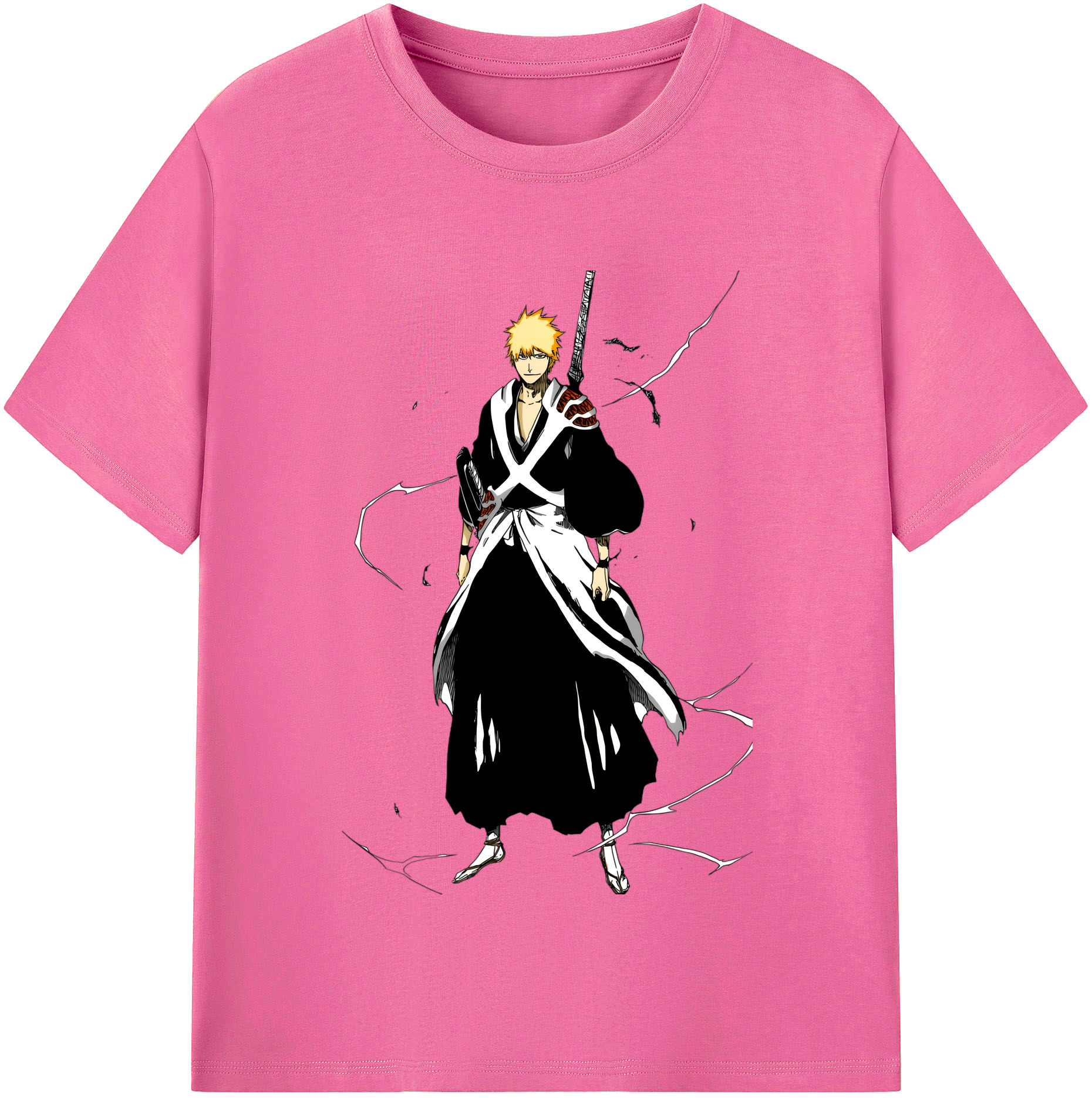 （画像用） ブリーチ 黒崎一護（くろさき いちご）BLEACH Kurosaki Ichigo レディースカジュアルプリントTシャツ（綿100％）